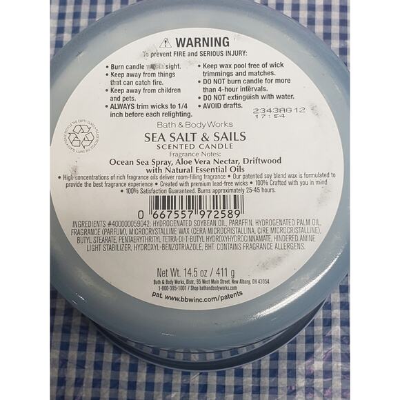 BBW Sailing In the Mediterranean Sea Salt & Sails Large 3 Wick Candle - Picture 2 of 2